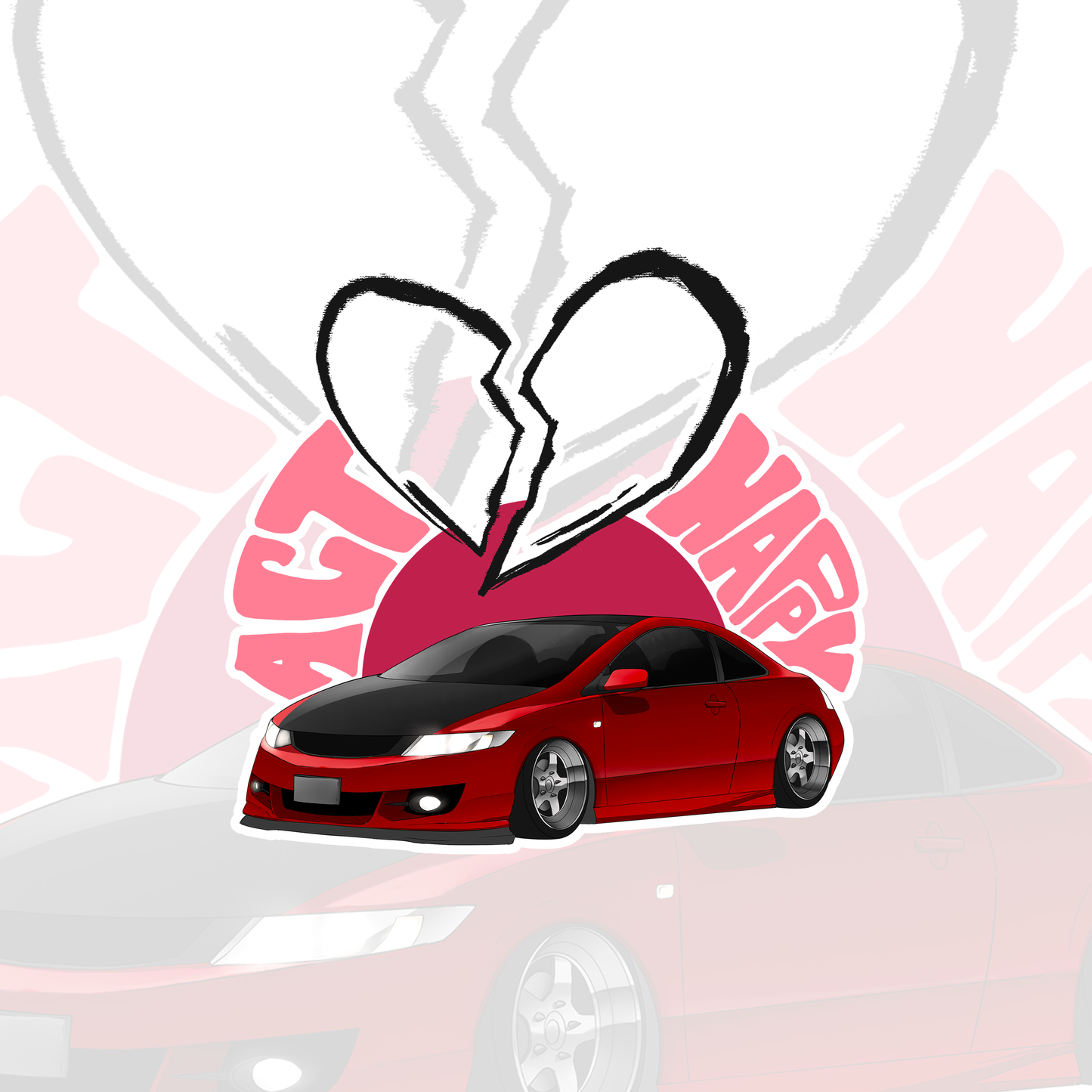 VDay Civic Sticker